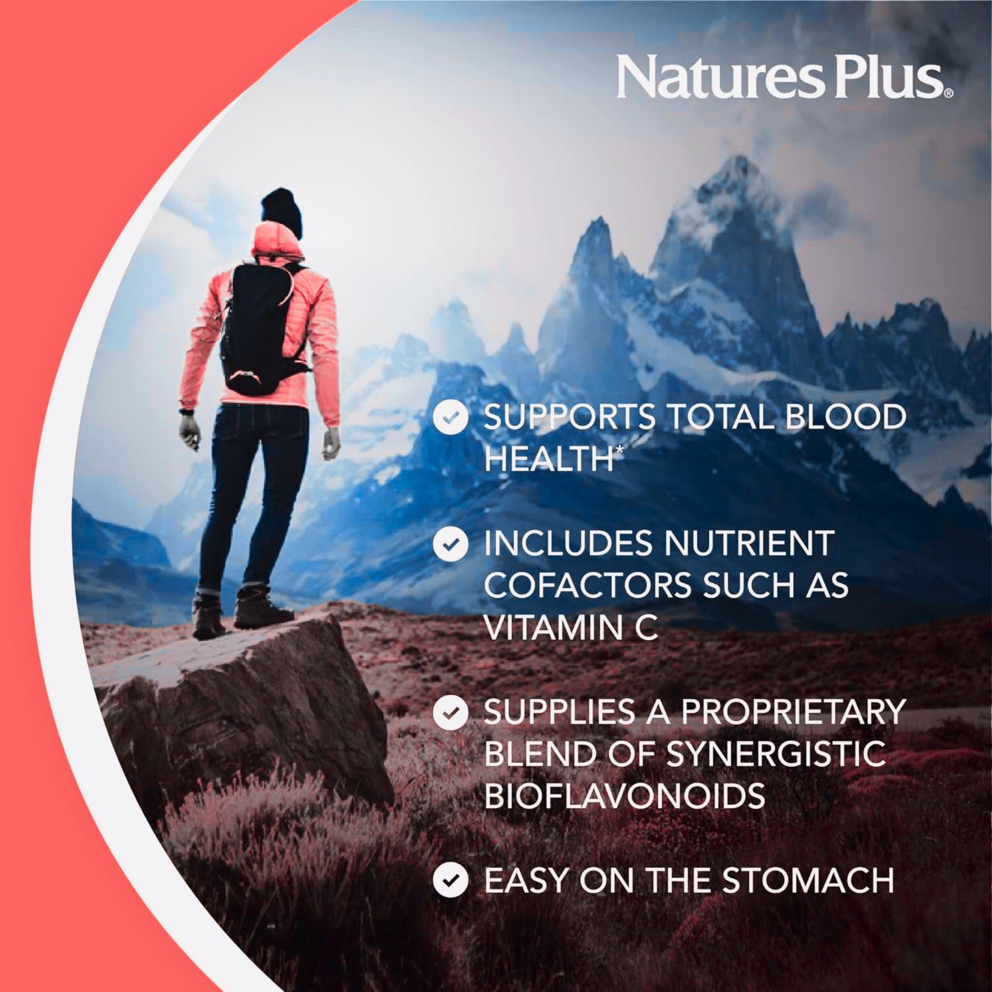 Back view of NaturesPlus Hema-Plex Iron supplement