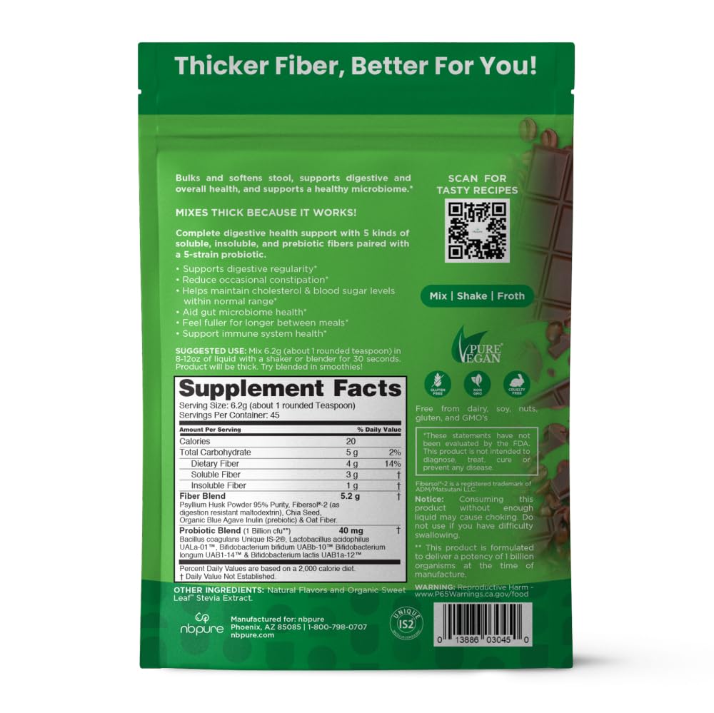 Back view of nbpure Multi Fiber Powder Blend packaging
