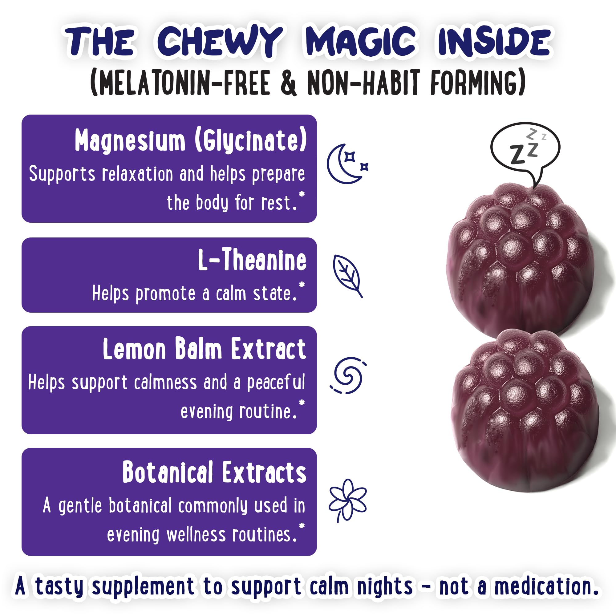 Back view of OH MY CHEWY Kids Magnesium Gummies 308g packaging