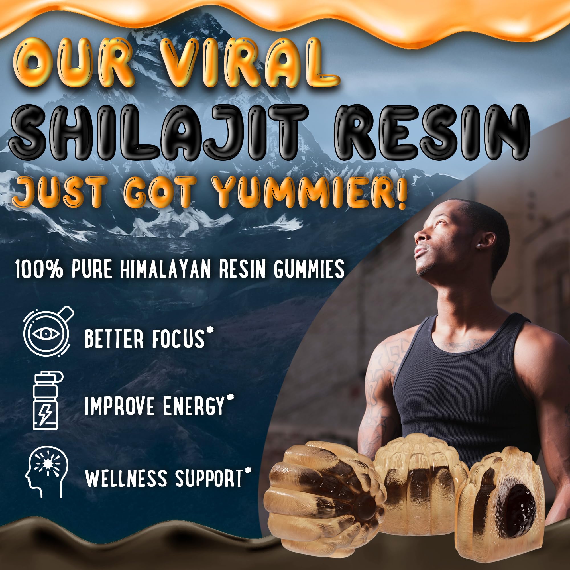 Back view of OH MY CHEWY Shilajit Gummies packaging