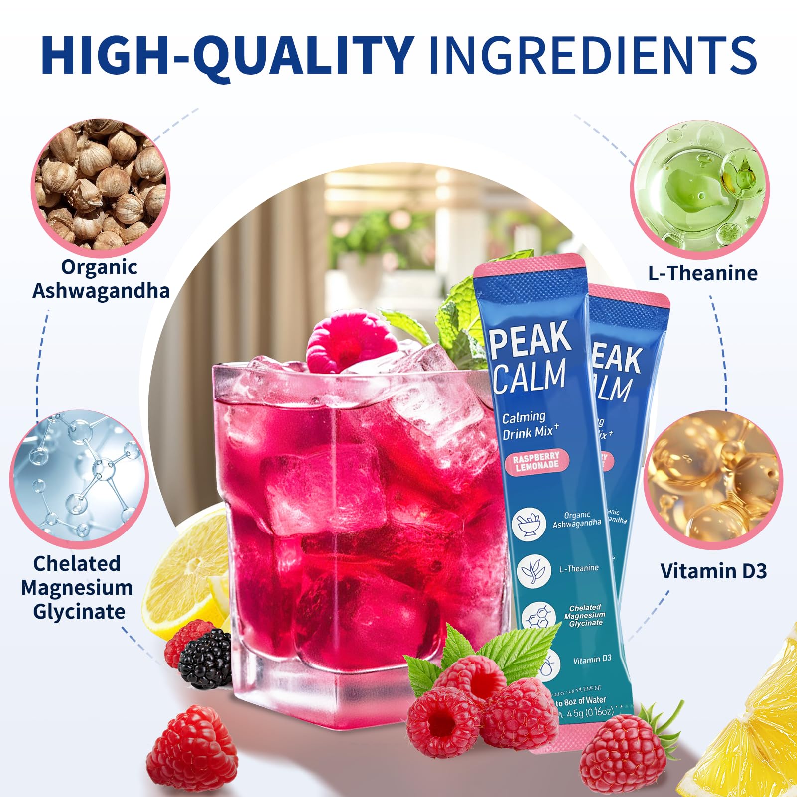 Back view of OLELON Peak Calm Magnesium Powder packaging