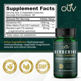 Back view of oliv Berberine Supplement 1250 mg bottle