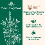 Back view of ORGANIC INDIA Holy Basil Capsules 118g packaging
