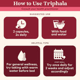 Back view of ORGANIC INDIA Triphala Herbal Supplement packaging