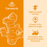 Back view of ORGANIC INDIA Turmeric Supplement packaging