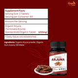 Back view of ORGANIC SPREE Arjuna Tablets with ingredient list