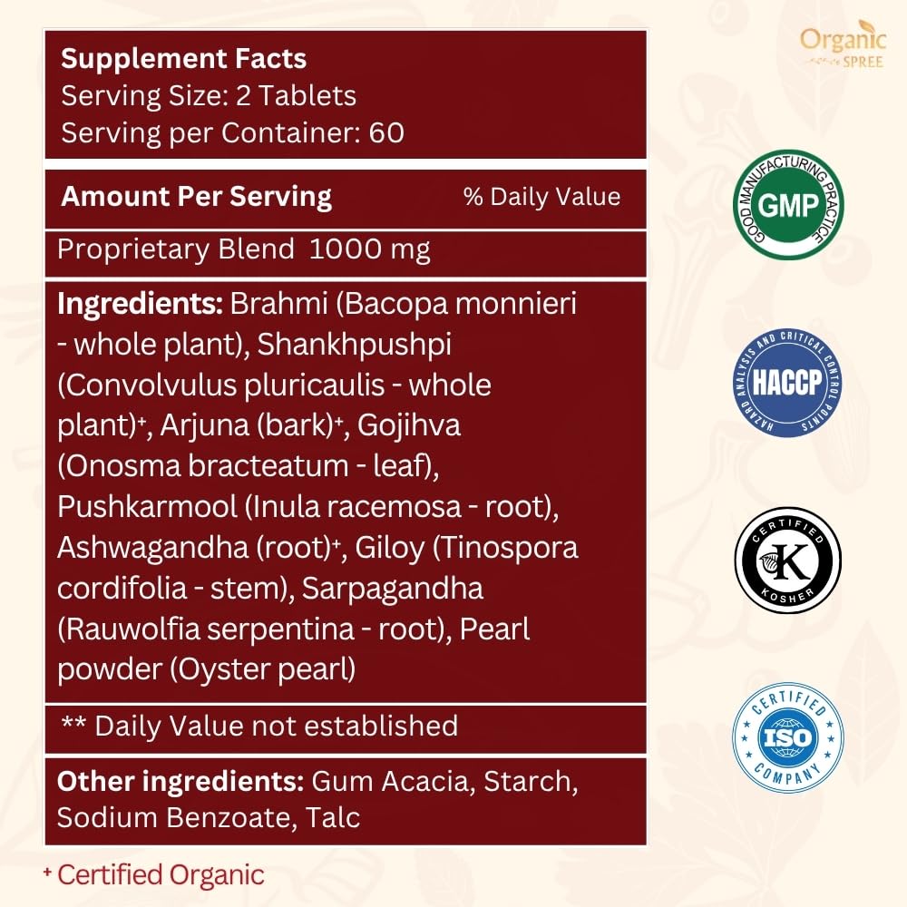 Back view of ORGANIC SPREE Mukta Vati Tablets with ingredient list