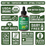 Back view of Peak Performance Organic Passion Flower Liquid Drops bottle