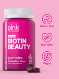 Back view of PINK Biotin Gummies packaging