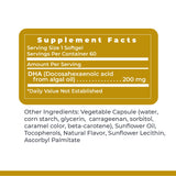 Back view of Premier Research Labs Vegan DHA supplement bottle