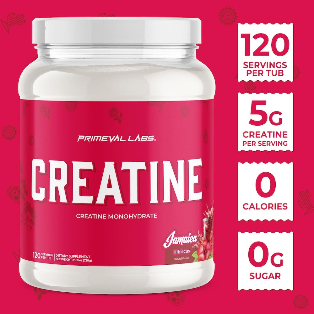 Back view of Primeval Labs Flavored Creatine packaging