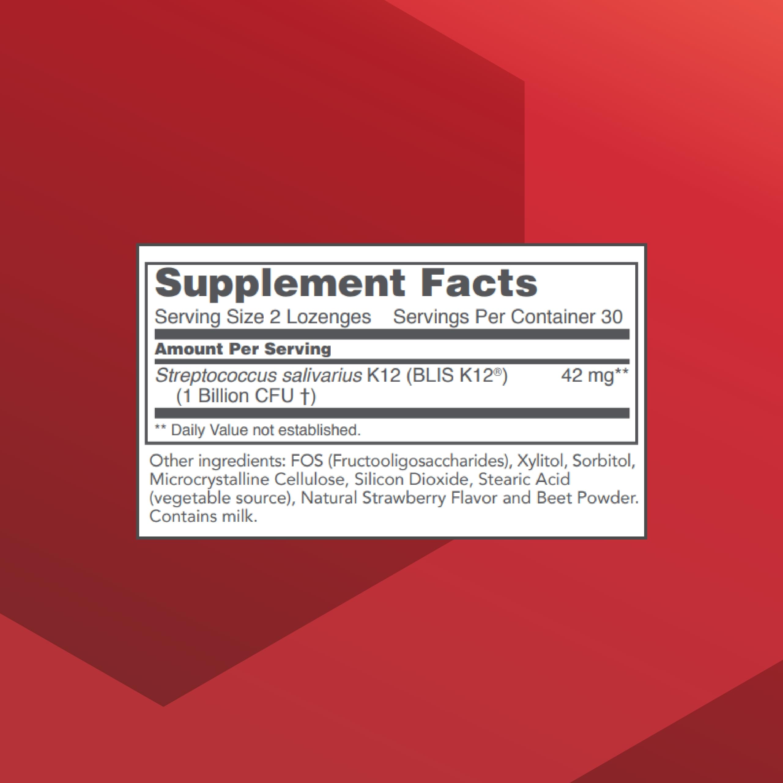 Back view of PROTOCOL FOR LIFE BALANCE Probiotic Lozenge packaging