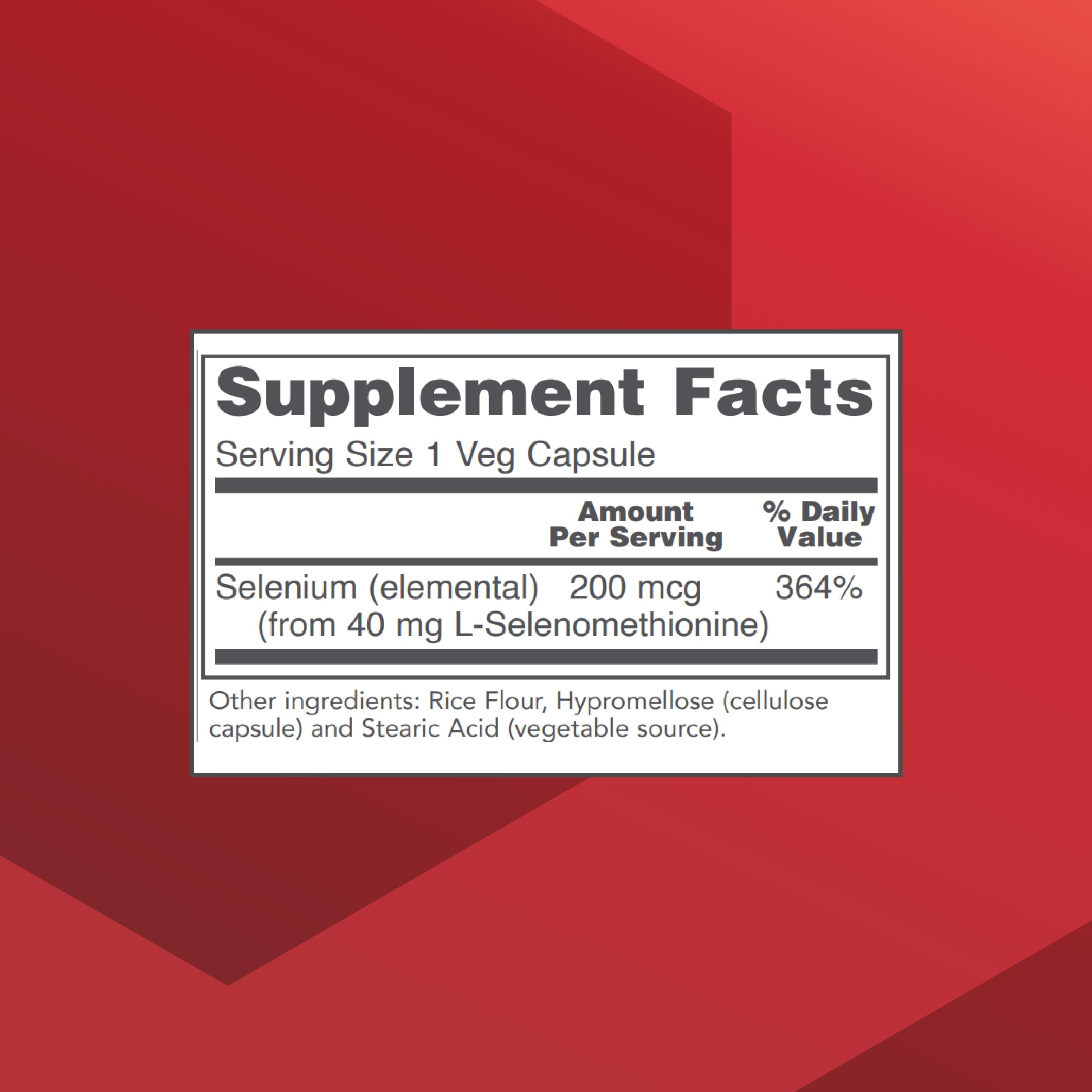 Back view of PROTOCOL FOR LIFE BALANCE Selenium Supplement packaging