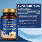 Back view of PURAVITA Magnesium Complex 12 in 1 bottle