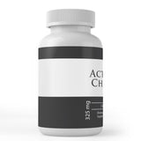 Back view of PURE Activated Charcoal Capsules bottle