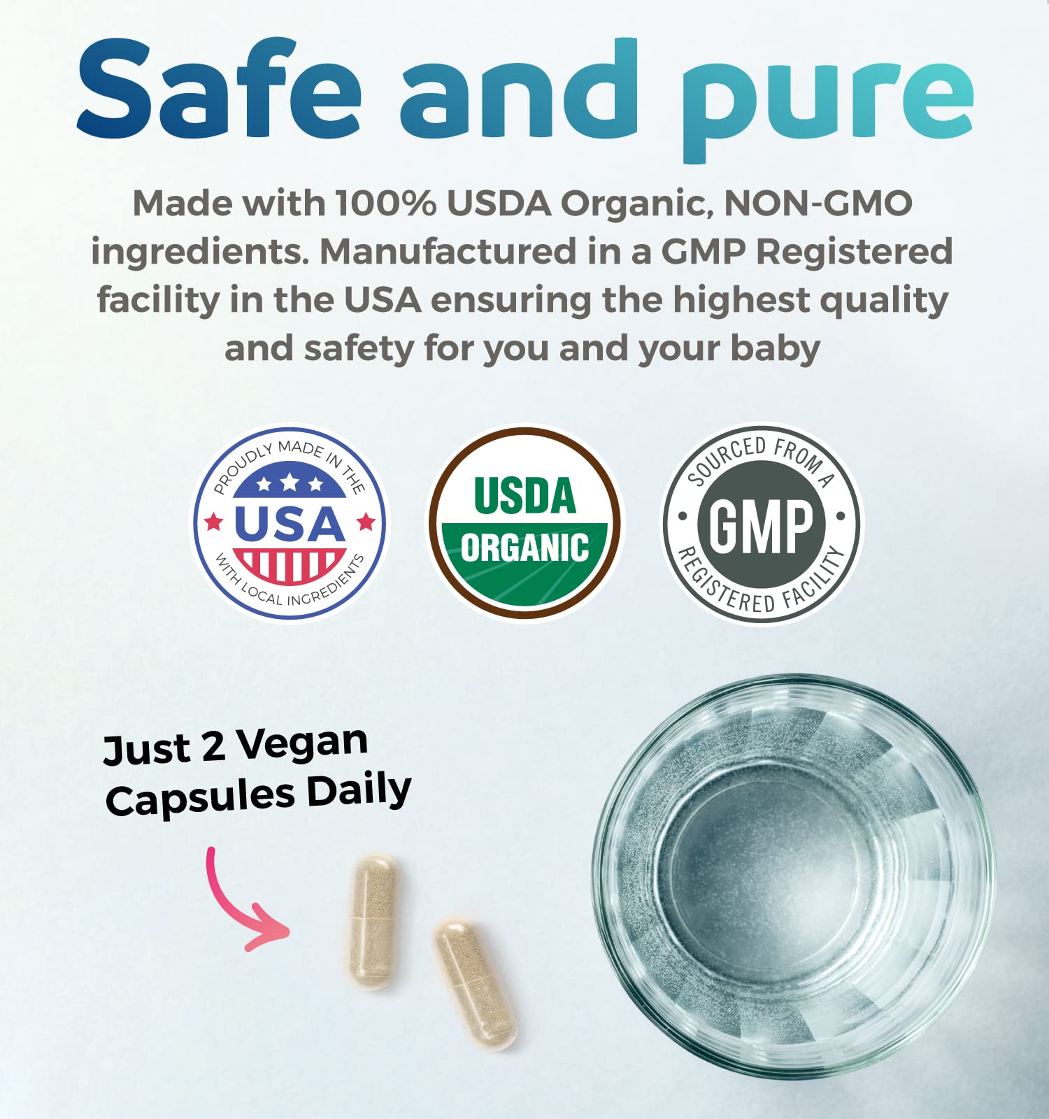 Back view of PURE CO Milk Thistle Lactation Support Supplement bottle showing ingredients