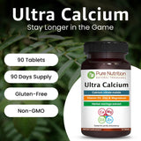 Back view of PURE NUTRITION Ultra Calcium Citrate 1250 mg supplement bottle