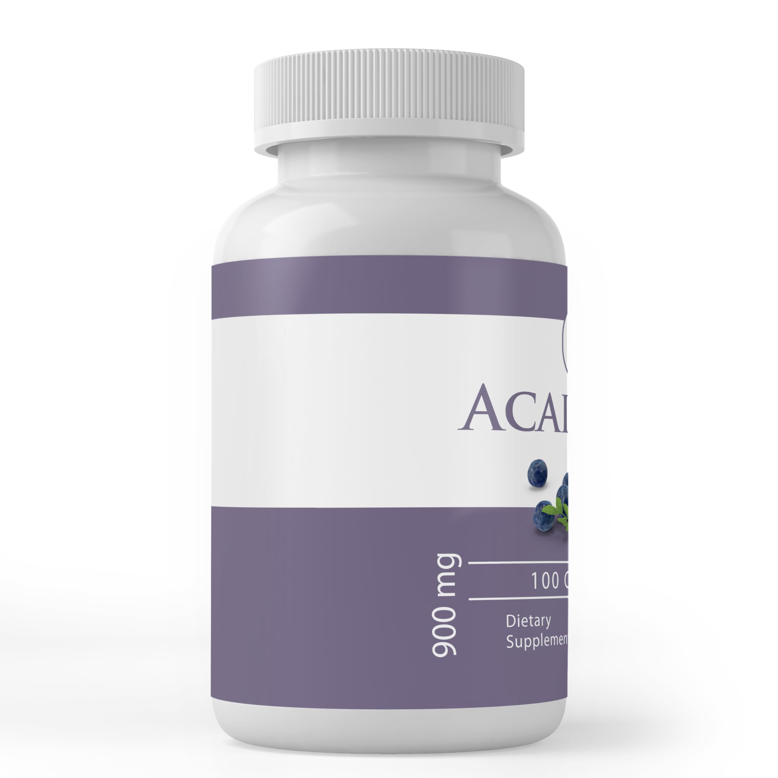 Back view of PURE ORIGINAL INGREDIENTS Acai Berry extract capsules packaging