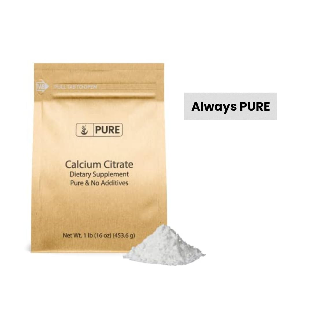 Back view of PURE ORIGINAL INGREDIENTS Calcium Citrate Powder with ingredient list