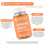 Back view of PUREFINITY Turmeric Ginger Gummies packaging