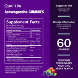 Back view of QualiLife Ashwagandha Gummies packaging