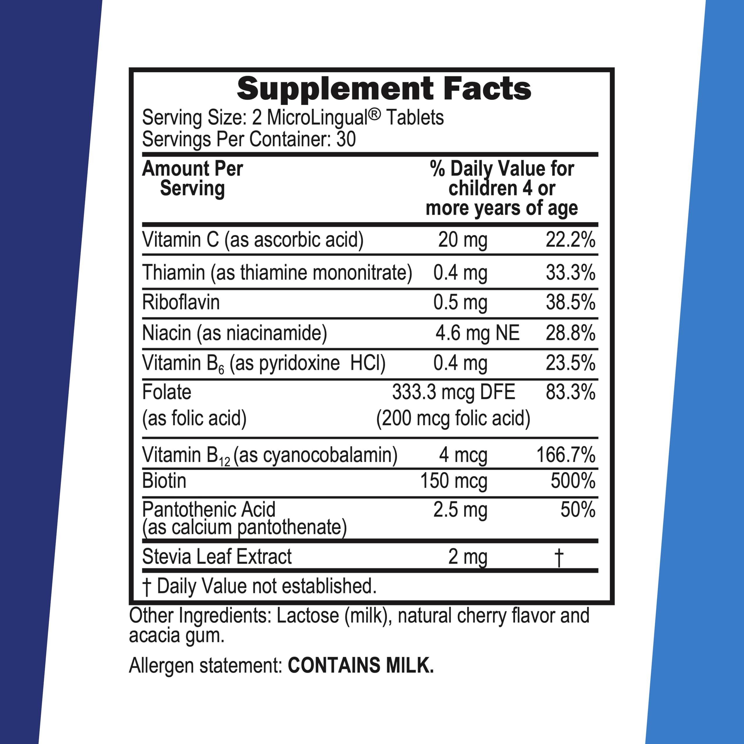 Back view of quality Source Children's B Complex packaging