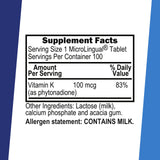Back view of quality Source Vitamin K1 daily supplement packaging