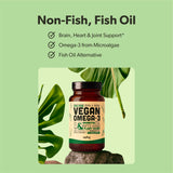 Back view of Sapling Vegan Omega-3 Algal Oil Supplement bottle
