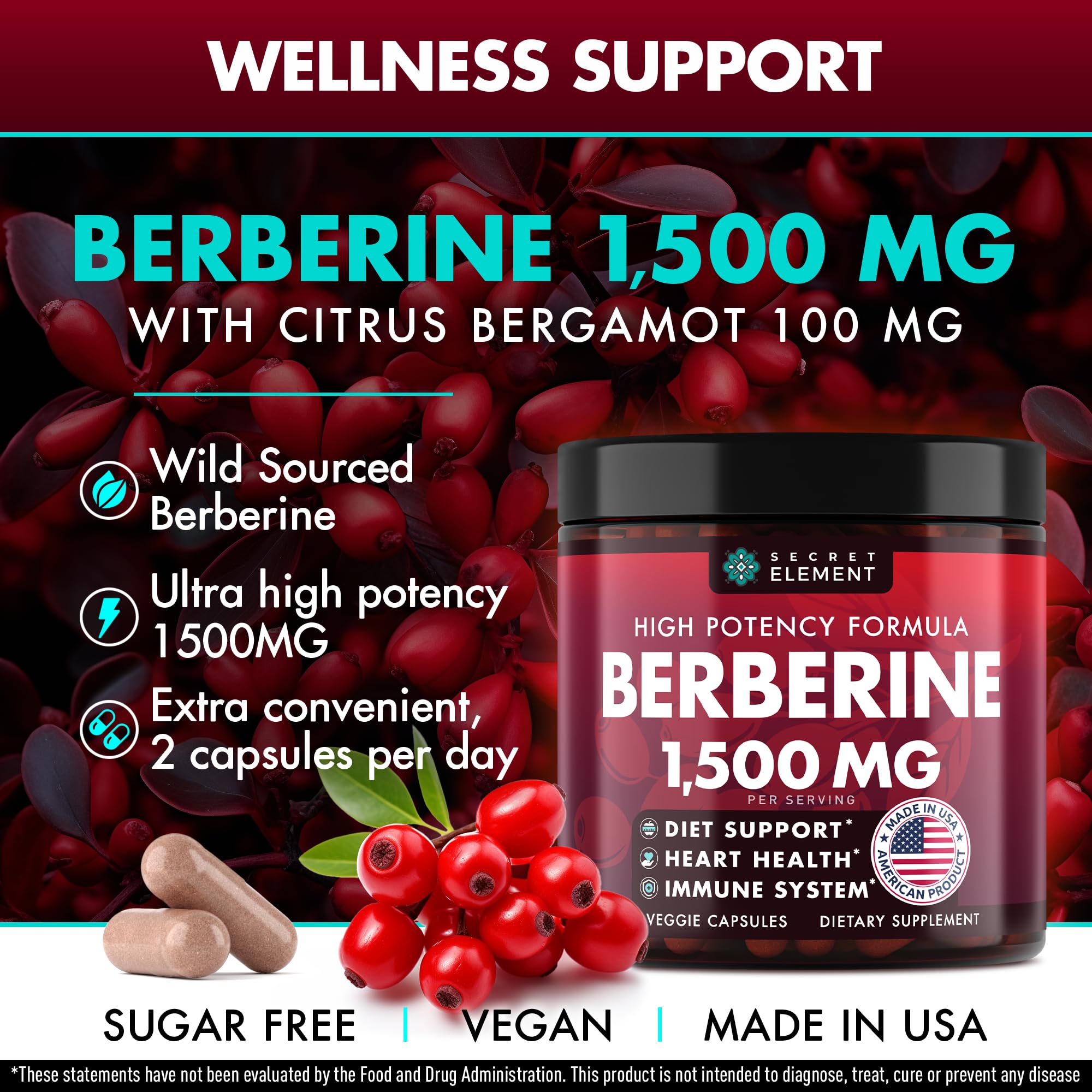 Back view of Secret Element Black Currant Oil 1500mg vegan capsules packaging
