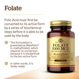 Back view of Solgar Folate 20g Capsules packaging