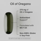 Back view of Sports Research Oregano Oil & Black Cumin Seed Oil Softgels bottle showing ingredients