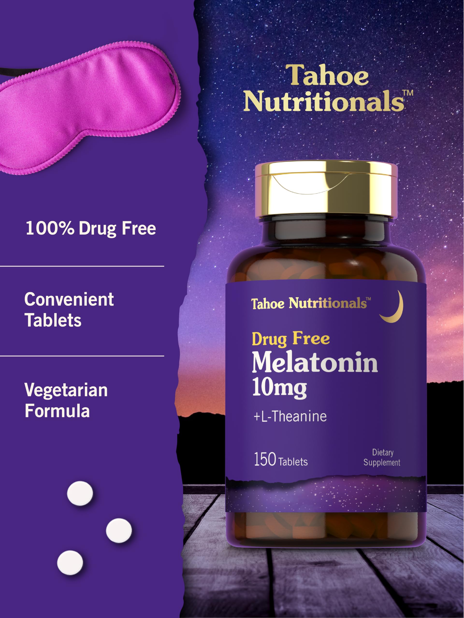 Back view of Tahoe Nutritionals Ultra Melatonin 10mg tablets