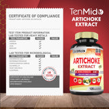 Back view of Tenmido Artichoke Extract Capsules bottle