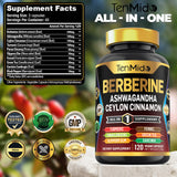 Back view of Tenmido Berberine Supplement bottle