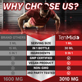 Back view of Tenmido Green Tea Extract Liquid Drops bottle showing ingredients