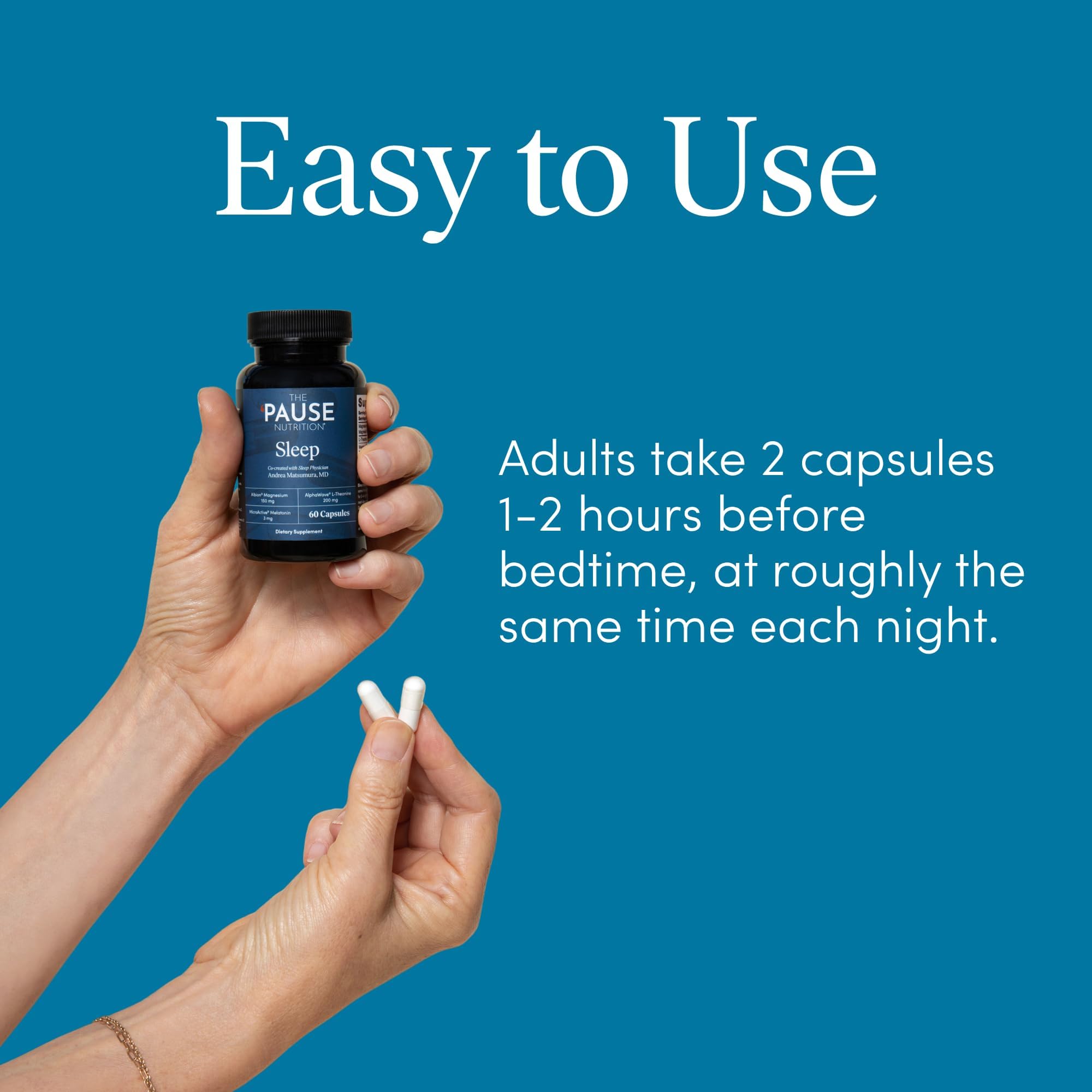 Back view of The 'Pause Life Sleep supplement bottle