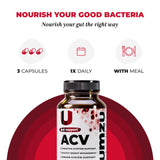 Back view of UMZU Prebiotic Apple Cider Vinegar Capsules packaging