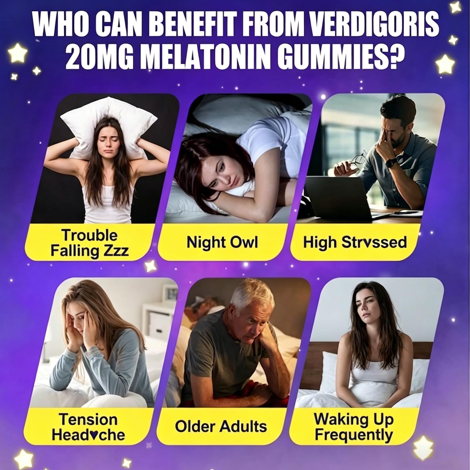 Back view of Verdigoris Melatonin Gummies packaging with ingredient list