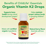 Back view of Vitamin K2 drops packaging with ingredient details