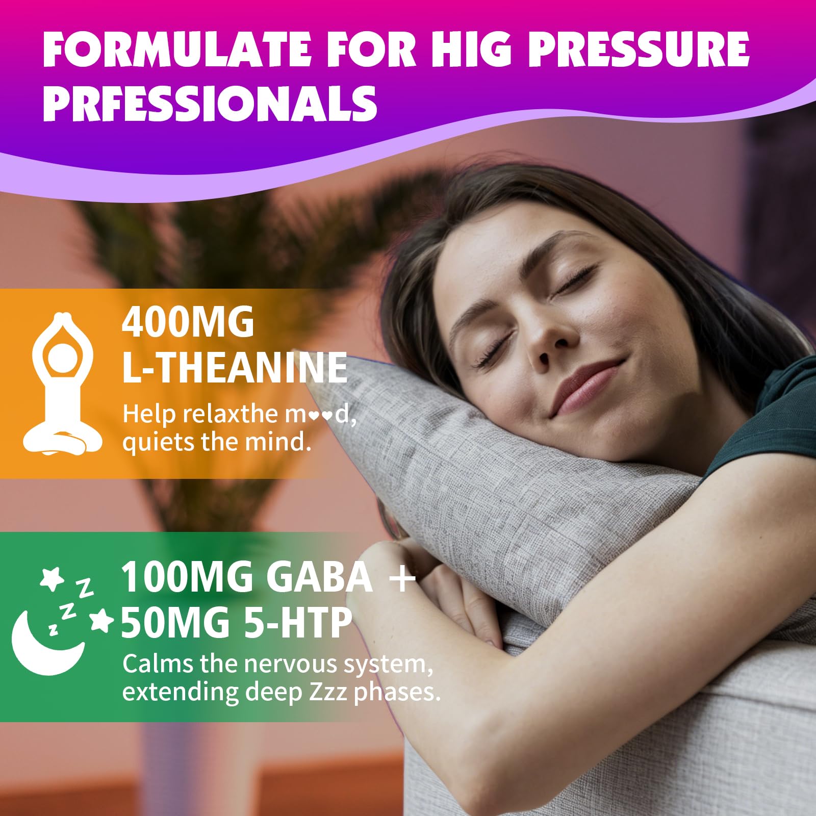Back view of YUULAI L-Theanine Gummies packaging