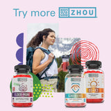 Back view of ZHOU Blue Light Gummies packaging with ingredient list