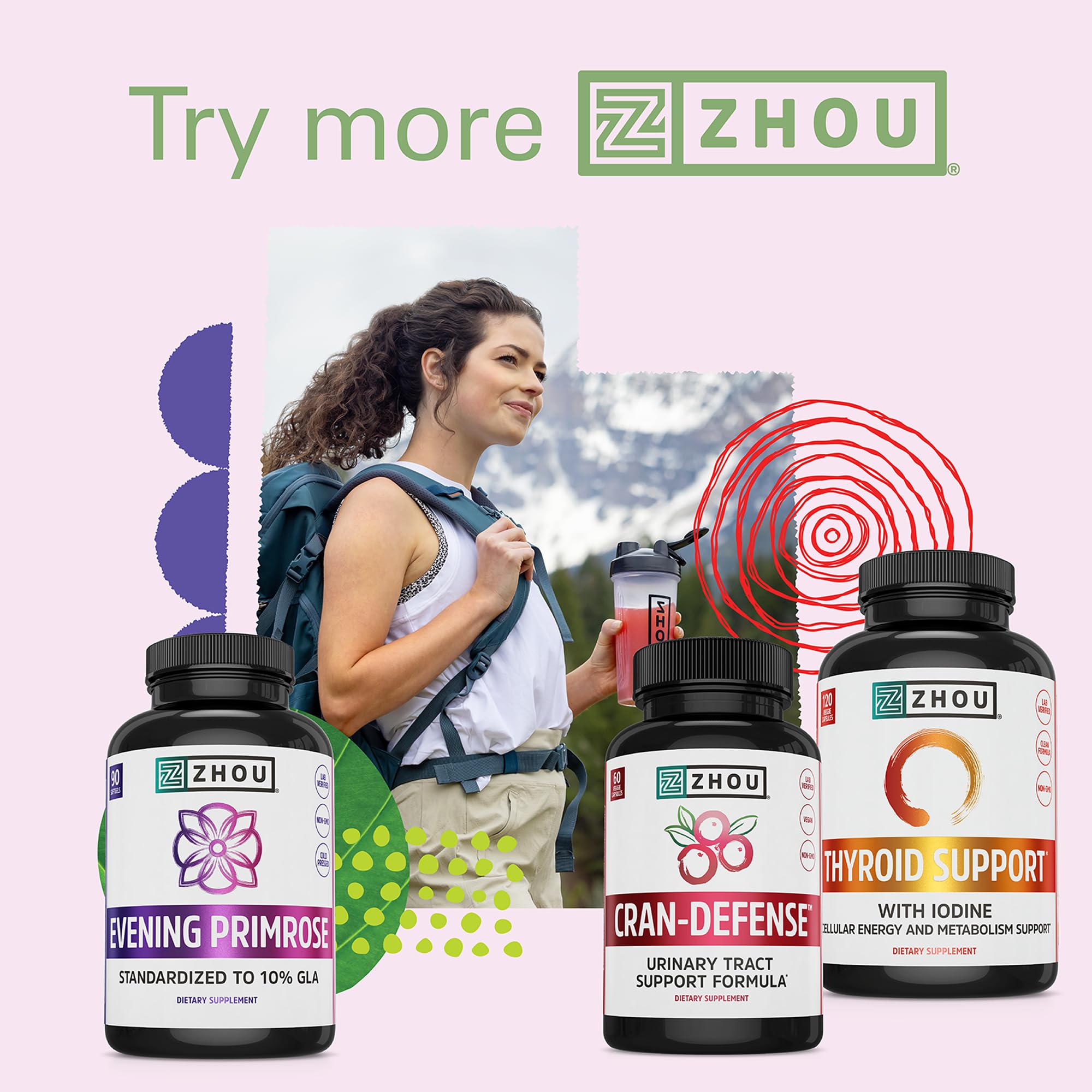 Back view of ZHOU Cranberry Supplement with ingredients