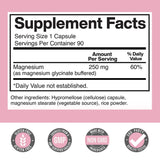 Back view showing ingredient details of Magnesium Glycinate 250mg