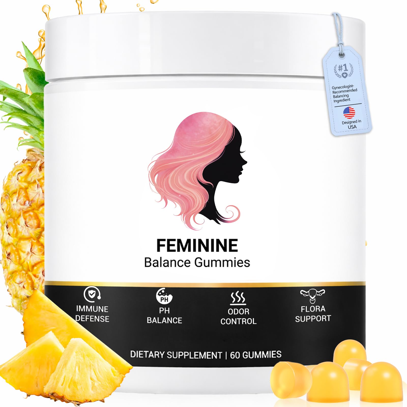 Bacorgoy Feminine Balance Gummies 60 count jar front view