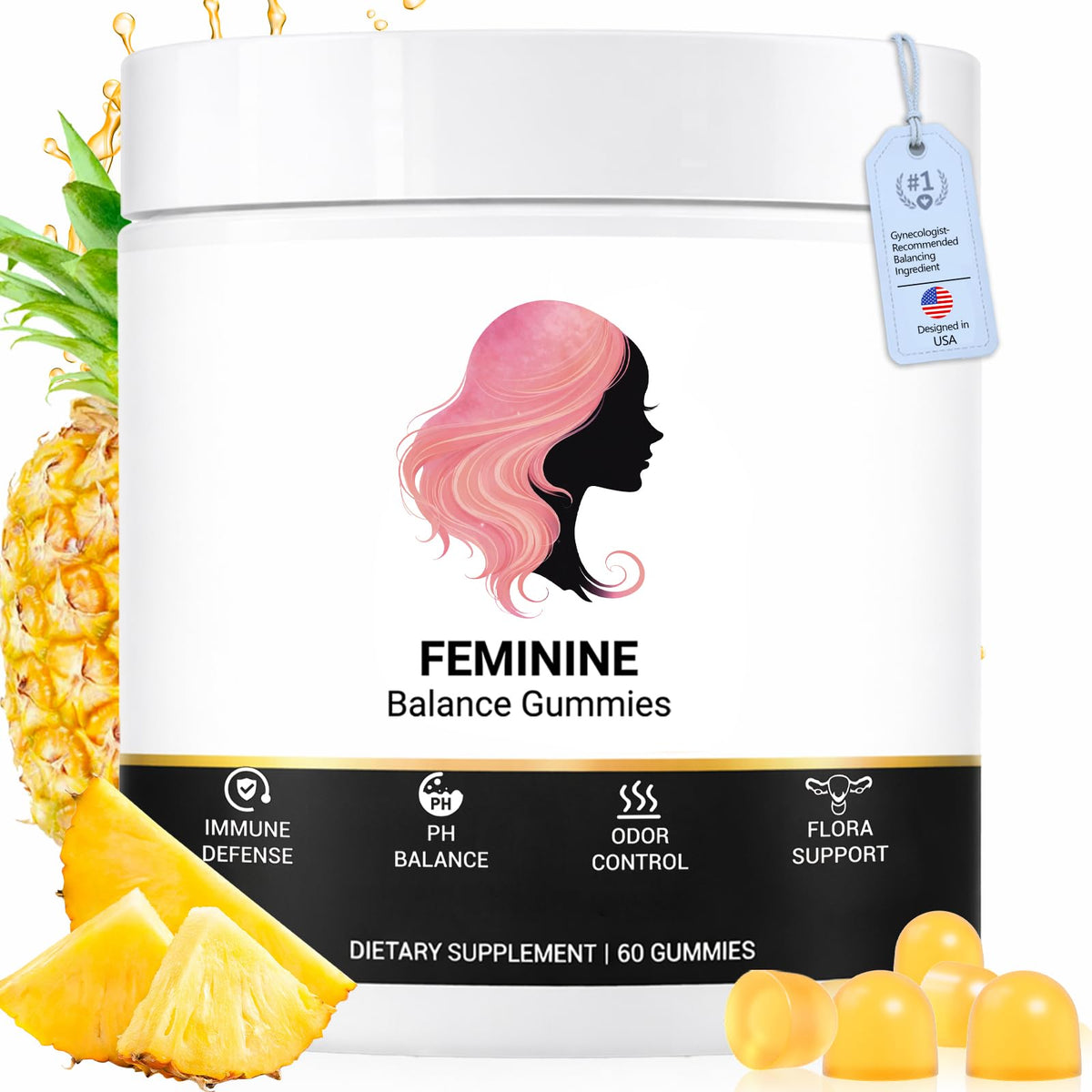 Bacorgoy Feminine Balance Gummies 60 count jar front view
