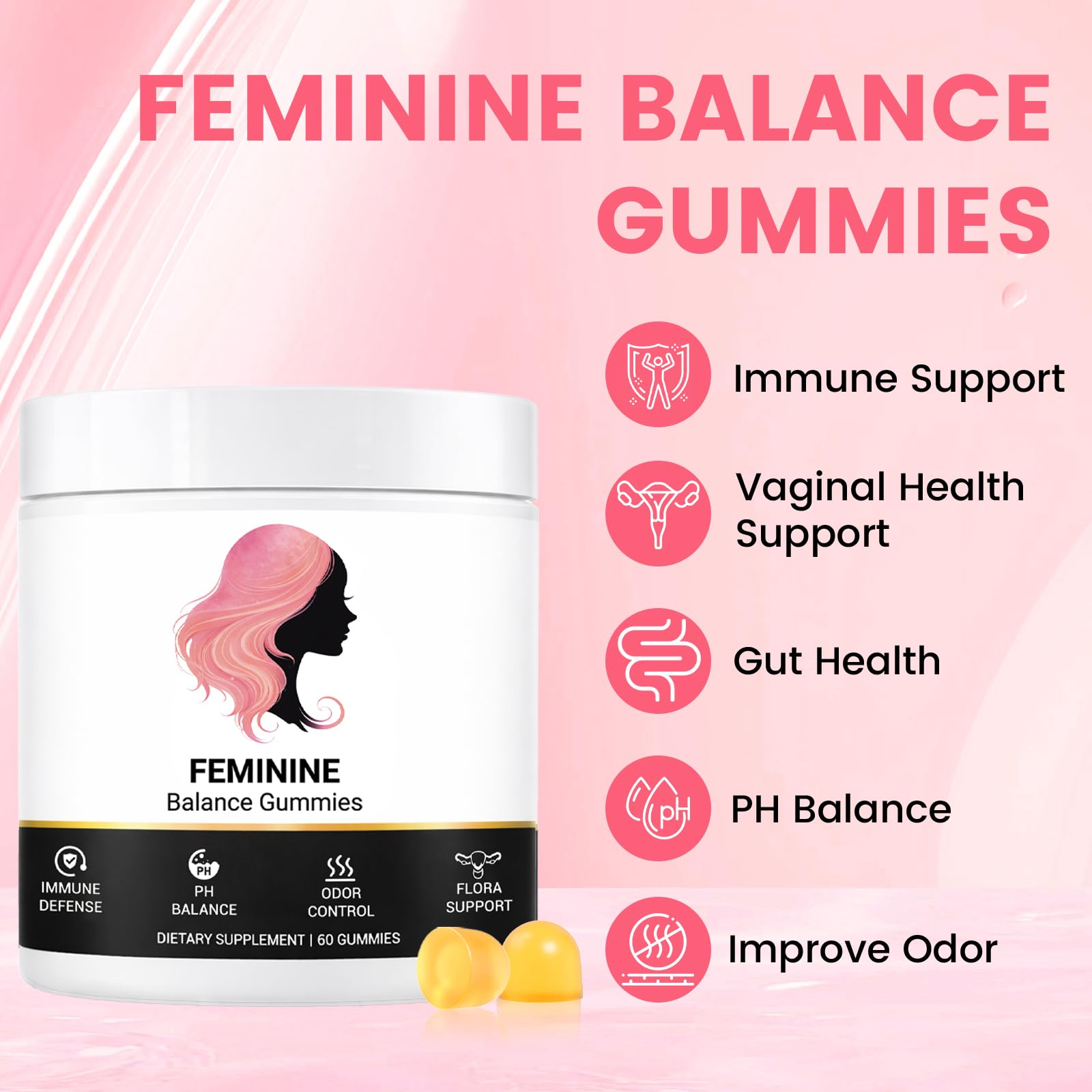 Bacorgoy Feminine Balance Gummies jar with lid open