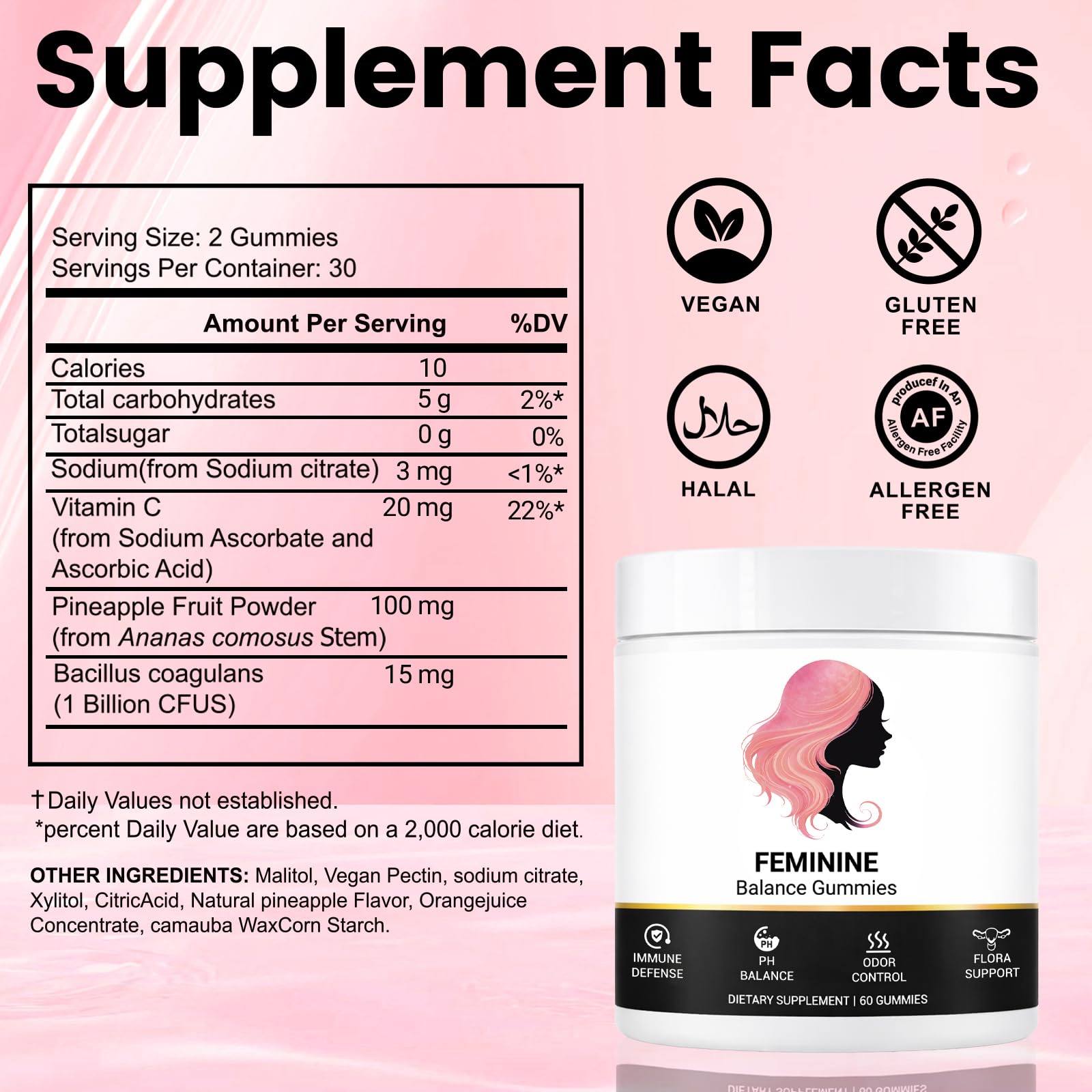 Bacorgoy Feminine Balance Gummies with Hawaiian pineapple flavour