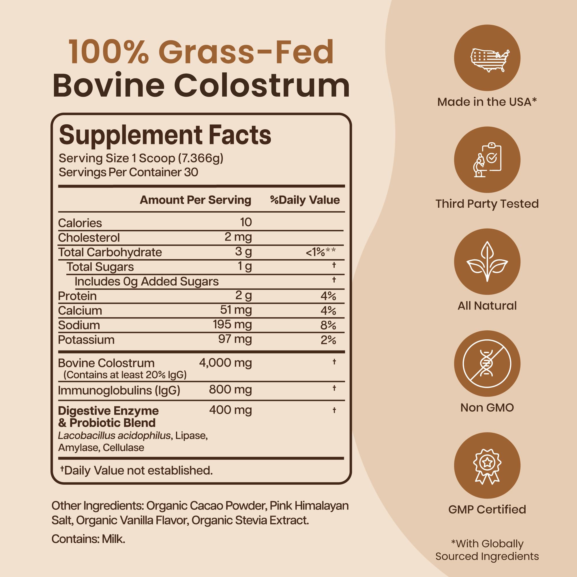 Baese Nutrition Bovine Colostrum Powder 4000mg Chocolate powder texture