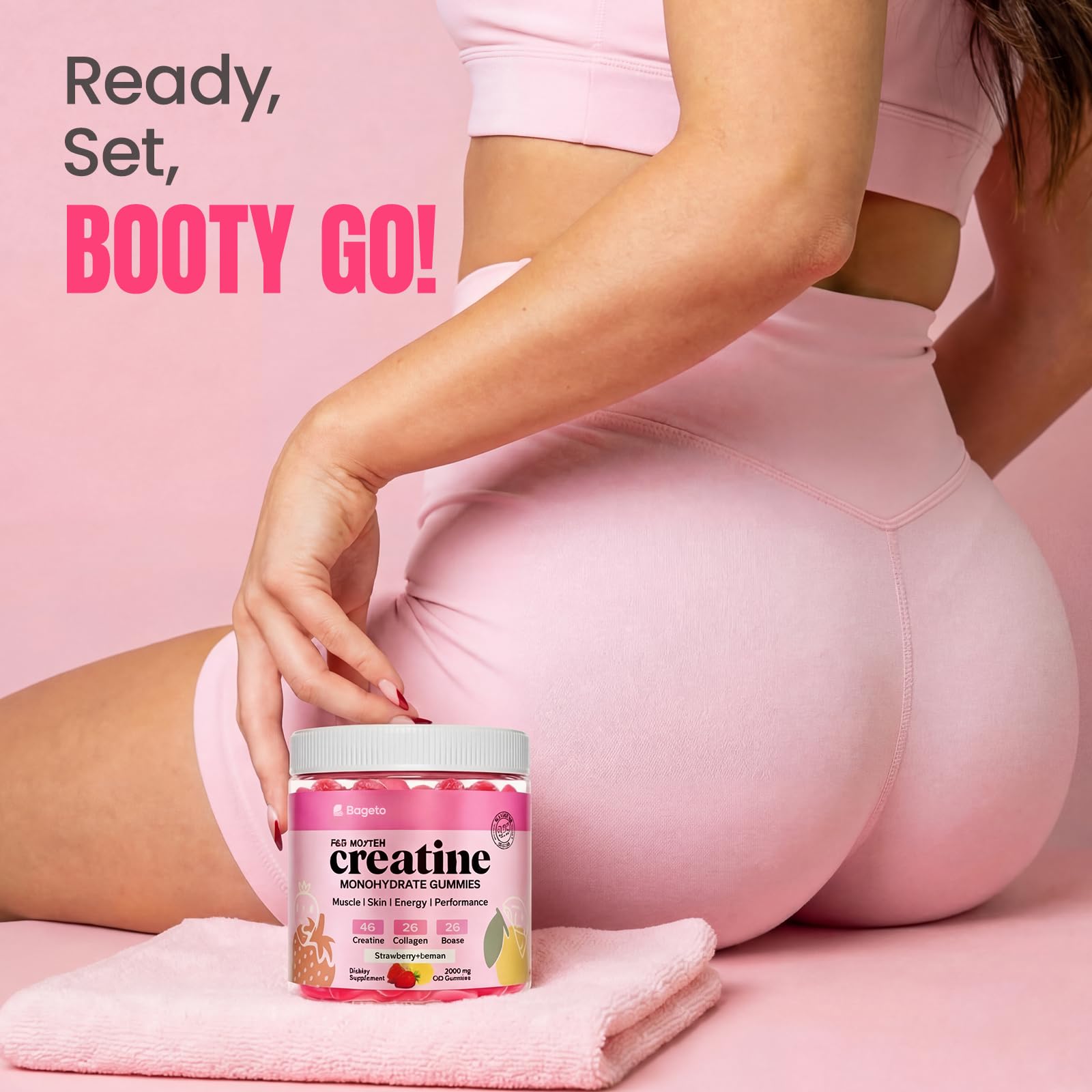 Bageto Creatine Gummies bottle side view