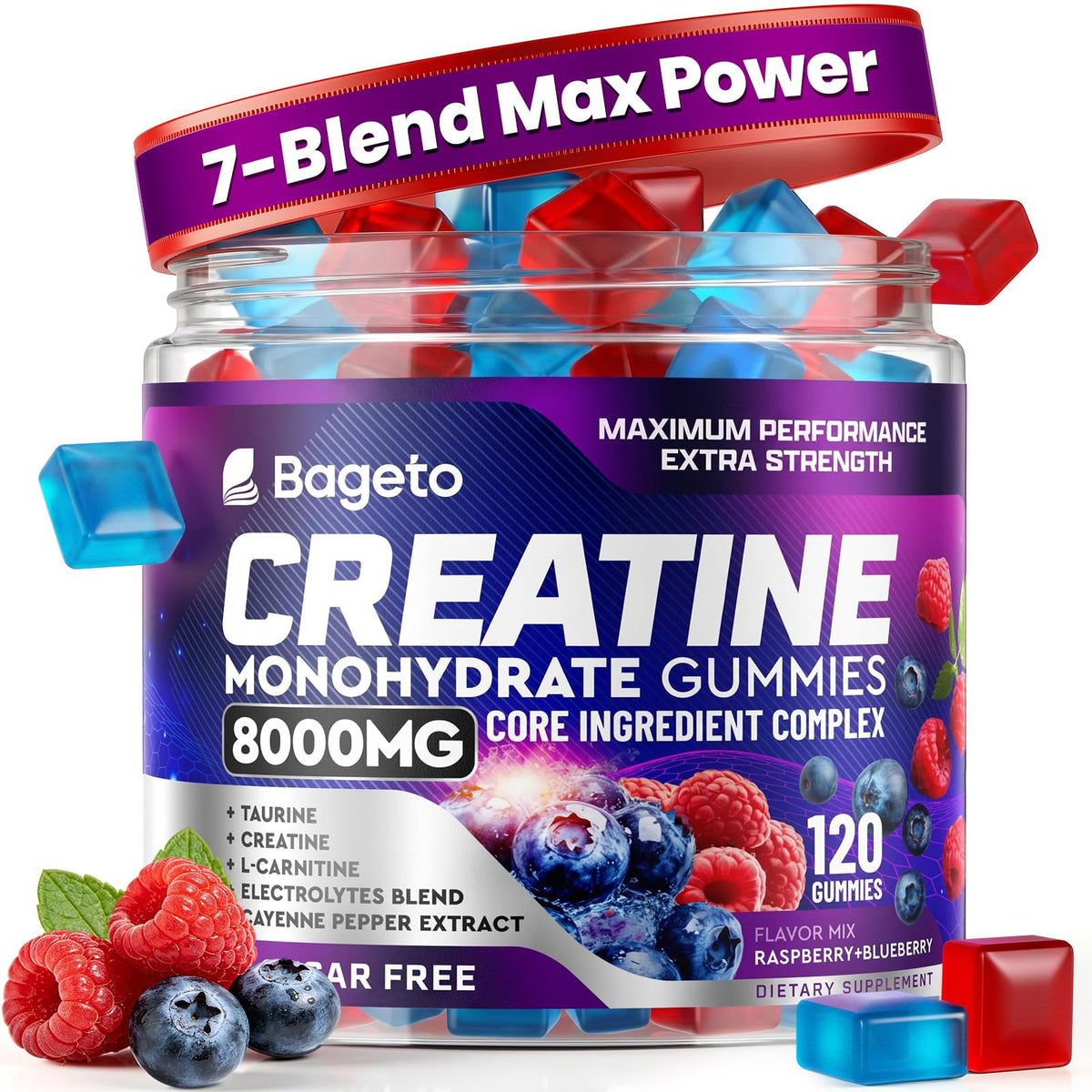Bageto Creatine Gummies Mixed Berry front view